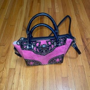 Chic Pink and Black Satchel